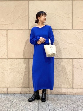 「カシミヤ」｜「アイテム（アクセサリー）」を使った、matsudaさん（レディース・162cm）の秋コーディネート