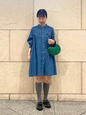 「アイテム（シャツワンピース）」を使った、matsudaさん（レディース・162cm）の夏コーディネート