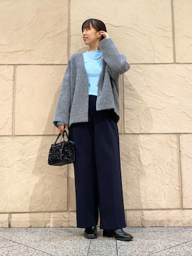 「オンオフ兼用」｜「アイテム（ノーカラージャケット）」を使った、matsudaさん（レディース・162cm）の秋コーディネート