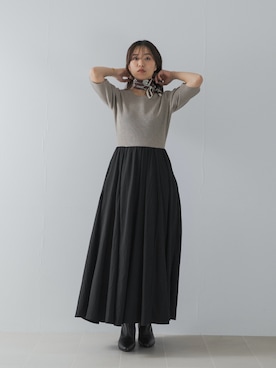 「URBAN RESEARCH ROSSO WOMEN(アーバンリサーチ ロッソ)の『一部WEB限定カラー』ニットドッキングワンピース(ワンピース、ベージュ系)」を使った、matsudaさん(レディース・162cm)の夏コーディネート