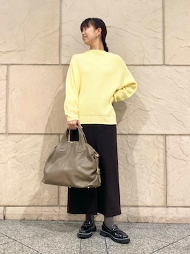 「URBAN RESEARCH（アーバンリサーチ）のレザーボストンバッグ（ボストンバッグ）」を使った、matsudaさん（レディース・162cm）の冬コーディネート