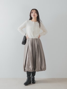 「URBAN RESEARCH ROSSO WOMEN(アーバンリサーチ ロッソ)のベビーアルパカコンパクトニット(ニット/セーター、ホワイト系)」を使った、matsudaさん(レディース・162cm)の秋コーディネート