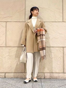 「アイテム（チェスターコート）」を使った、matsudaさん（レディース・162cm）の秋コーディネート