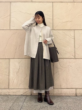 「ニットコート」｜「アイテム（ジャケット/アウター）」を使った、matsudaさん（レディース・162cm）の秋コーディネート