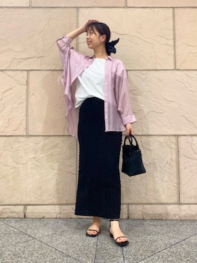 「アイテム（スカート、ブラック系）」を使った、matsuさん（レディース・162cm）の夏コーディネート
