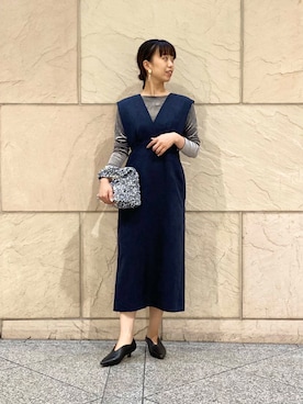 「URBAN RESEARCH ROSSO WOMEN（アーバンリサーチ　ロッソ）のアイテム（ジャンパースカート）」を使った、matsudaさん（レディース・162cm）の秋コーディネート