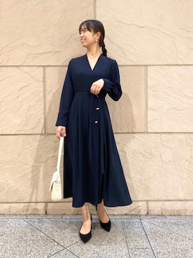 「オンオフ兼用」｜「アイテム（ワンピース）」を使った、matsudaさん（レディース・162cm）の冬コーディネート