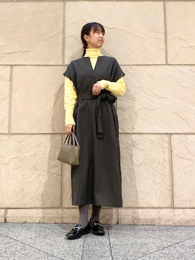「オンオフ兼用」｜「アイテム（ワンピース）」を使った、matsudaさん（レディース・162cm）の冬コーディネート