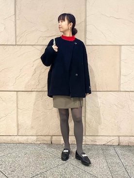 「クリスマス」｜「アイテム（ノーカラーコート）」を使った、matsudaさん（レディース・162cm）の冬コーディネート
