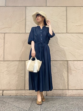 「アイテム（かごバッグ）」を使った、matsudaさん（レディース・162cm）の春コーディネート