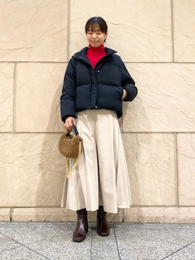 「骨格ウェーブ」｜「アイテム（ダウンジャケット/コート）」を使った、matsuさん（レディース・162cm）の冬コーディネート