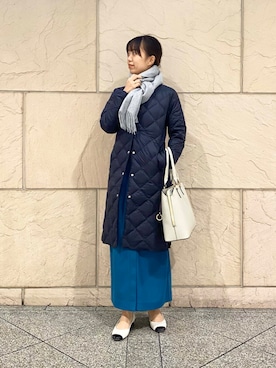 「オンオフ兼用」｜「アイテム（ダウンジャケット/コート）」を使った、matsudaさん（レディース・162cm）の秋コーディネート