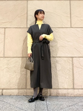 「タートルネック」｜「アイテム（ボストンバッグ）」を使った、matsuさん（レディース・162cm）の冬コーディネート