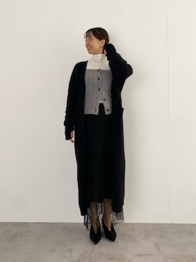 「アイテム（チューブトップ）」を使った、matsudaさん（レディース・162cm）の秋コーディネート