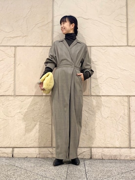 「骨格ウェーブ」｜「アイテム（オールインワン・サロペット）」を使った、matsudaさん（レディース・162cm）の秋コーディネート