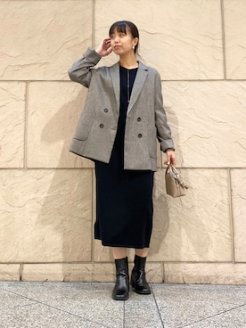 「オンオフ兼用」｜「アイテム（ワンピース）」を使った、matsudaさん（レディース・162cm）の冬コーディネート