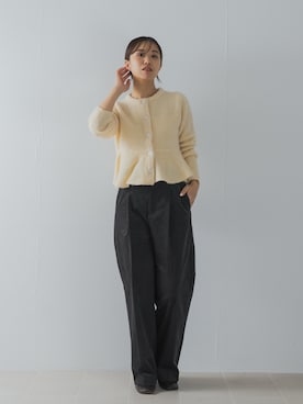 「URBAN RESEARCH ROSSO WOMEN(アーバンリサーチ ロッソ)の『WEB限定』ブークレーペプラムカーディガン(カーディガン/ボレロ、ホワイト系)」を使った、matsudaさん(レディース・162cm)の夏コーディネート
