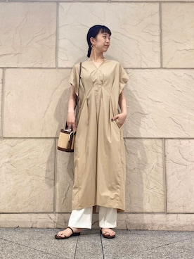 「アイテム（かごバッグ）」を使った、matsudaさん（レディース・162cm）の夏コーディネート