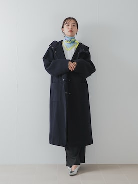 「URBAN RESEARCH ROSSO WOMEN(アーバンリサーチ ロッソ)のアンチピリングスタンドフードコート(その他アウター、ブルー系)」を使った、matsudaさん(レディース・162cm)の秋コーディネート