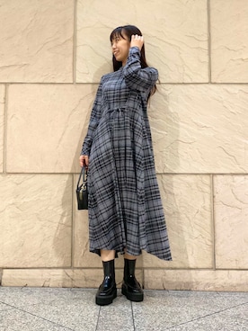 「アイテム（シャツワンピース）」を使った、matsudaさん（レディース・162cm）の秋コーディネート