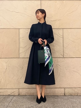 「アイテム（バンダナ/スカーフ）」を使った、matsudaさん（レディース・162cm）の秋コーディネート