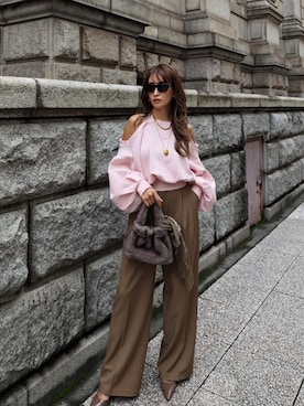 「アイテム（スウェット、ピンク系）」を使った、esutoreja    公式さん（レディース・155cm）の秋コーディネート