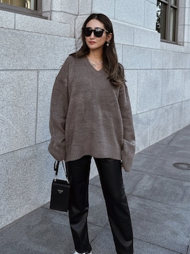 「アイテム（トップス、ブラウン系）」を使った、esutoreja    公式さん（レディース・154cm）の春コーディネート