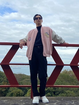 「アイテム（スタジャン、ピンク系）」を使った、hayastoneさん（メンズ・172cm）の秋コーディネート