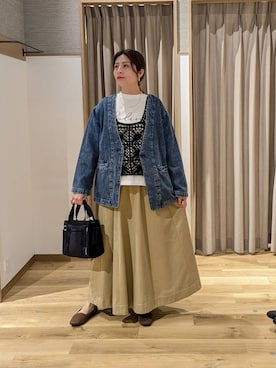 「studio CLIP（スタディオクリップ）のアイテム（ノーカラージャケット）」を使った、emiclip1921さん（レディース・160cm）の春コーディネート