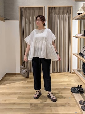 「studio CLIP（スタディオクリップ）のデザインチェーンネックレス（ネックレス、その他）」を使った、emiclip1921さん（レディース・160cm）の夏コーディネート