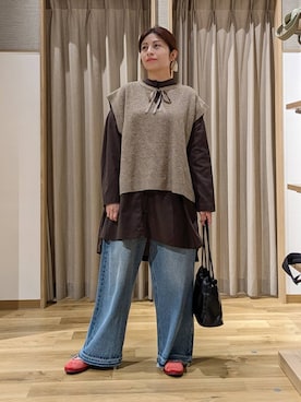 「アイテム（ヘアアクセサリー、ベージュ系）」を使った、emiclip1921さん（レディース・160cm）の秋コーディネート