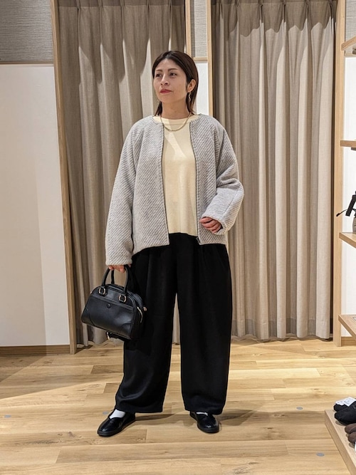 アダストリア StudioclipノーカラーコクーンコートF ブラック・ホワイト セール】ノーカラーコクーンコート（ノーカラーコート）｜studio CLIP