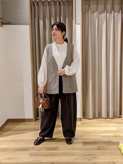 セール】フロント切り替えギャザーパンツ[プチ・プラスサイズあり