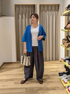 「studio CLIP（スタディオクリップ）のシアーリボンシュシュ（シュシュ、ブラック系）」を使った、emiclip1921さん（レディース・160cm）の春コーディネート