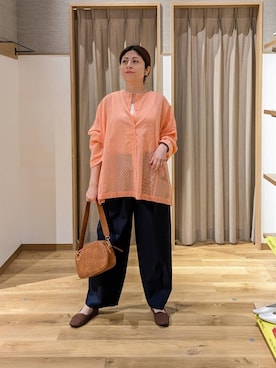 「studio CLIP（スタディオクリップ）のアイテム（パンツ）」を使った、emiclip1921さん（レディース・160cm）の春コーディネート