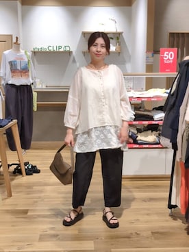 「studio CLIP（スタディオクリップ）のデザインチェーンネックレス（ネックレス、その他）」を使った、emiclip1921さん（レディース・160cm）の夏コーディネート