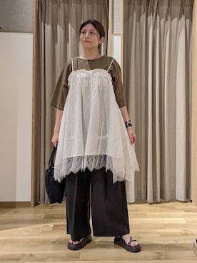 「studio CLIP（スタディオクリップ）のアイテム（Tシャツ/カットソー）」を使った、emiclip1921さん（レディース・160cm）の夏コーディネート