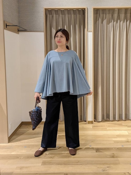 新品 リネンタックフレアプルオーバー SUNAOKUWAHARA】タックフレアプルオーバー（Tシャツ/カットソー