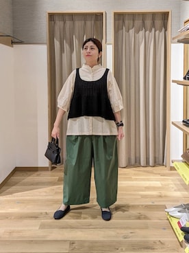 「studio CLIP（スタディオクリップ）のアイテム（パンツ）」を使った、emiclip1921さん（レディース・160cm）の春コーディネート