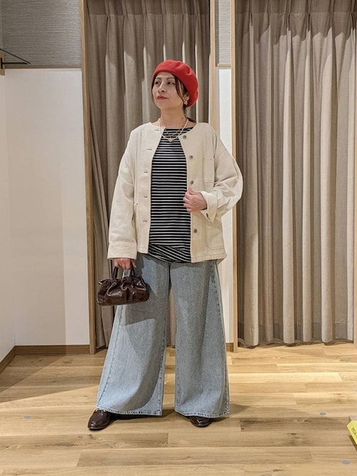 コットンノーカラーツイルポケットジャケット（ノーカラージャケット