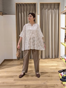 「studio CLIP（スタディオクリップ）のアイテム（パンツ）」を使った、emiclip1921さん（レディース・160cm）の春コーディネート