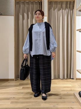 「アイテム（シュシュ、ホワイト系）」を使った、emiclip1921さん（レディース・160cm）の秋コーディネート
