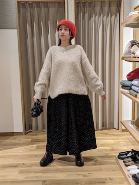 「アイテム（ハンチング/ベレー帽）」を使った、emiclip1921さん（レディース・160cm・30代）の冬コーディネート