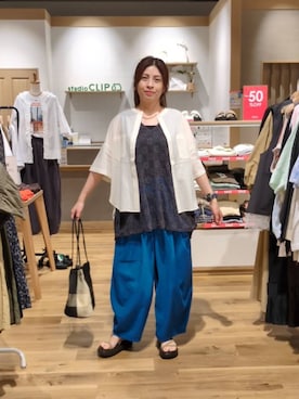 「studio CLIP（スタディオクリップ）のデザインチェーンネックレス（ネックレス、その他）」を使った、emiclip1921さん（レディース・160cm）の夏コーディネート