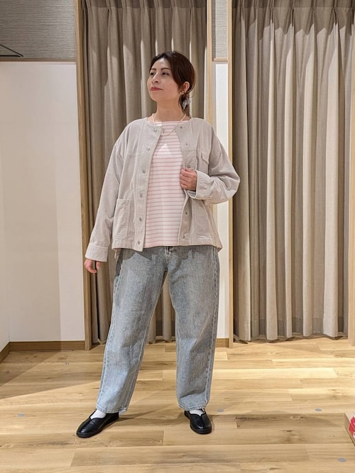 Sally Scott　フラワー刺繍 太畝コーデュロイ ノーカラージャケット セール】先染めコーデュロイジャケット（ノーカラージャケット