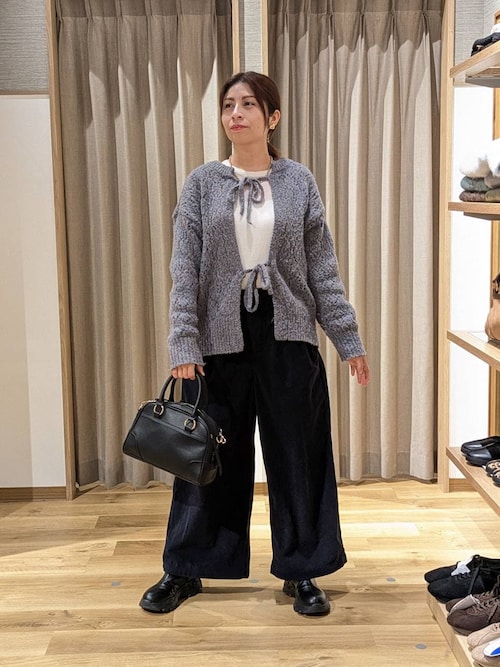 セール】5ゲージダブルフロントブークレリボンニットカーディガン