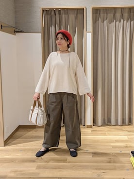 「アイテム（ハンチング/ベレー帽、レッド系）」を使った、emiclip1921さん（レディース・160cm）の春コーディネート