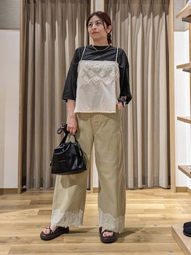 「アイテム（デニムパンツ、ベージュ系）」を使った、emiclip1921さん（レディース・160cm）の夏コーディネート