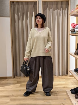 「アイテム（ハンチング/ベレー帽）」を使った、emiclip1921さん（レディース・160cm・30代）の冬コーディネート