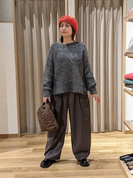 「アイテム（ハンチング/ベレー帽）」を使った、emiclip1921さん（レディース・160cm・30代）の冬コーディネート